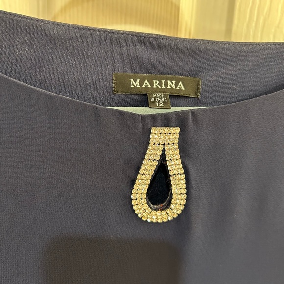 Marina Size 12 Chiffon Dress in Navy - Picture 6 of 12